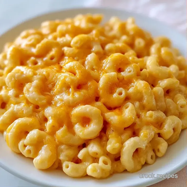 A portion of golden pasta in a white bowl, topped with melted cheese and a dusting of bright red paprika.