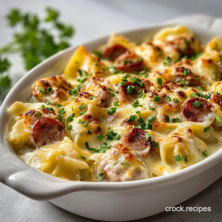 Crockpot Pierogi Casserole with Kielbasa