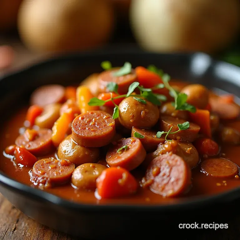 Crockpot Sausage Peppers Onions presentation