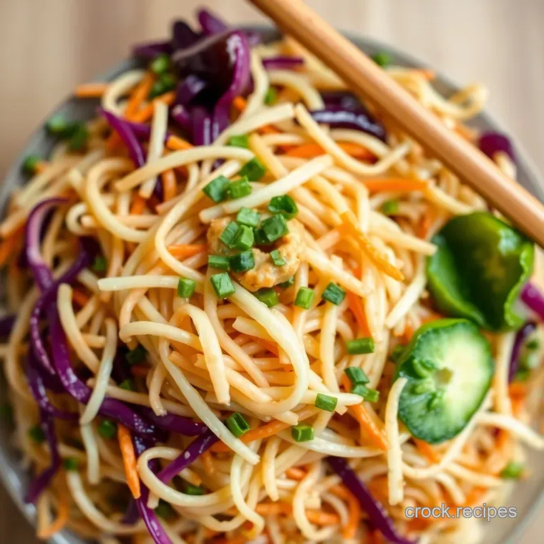 Crunchy Ramen Noodle Salad with Sesame-Ginger Vinaigrette presentation