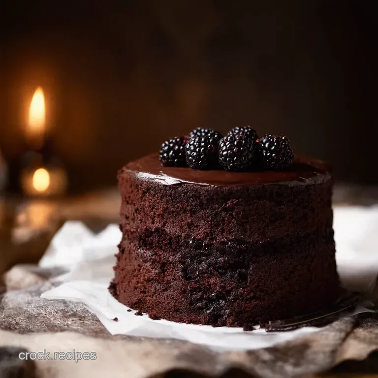 Dark Romance Chocolate Blackberry Cake presentation