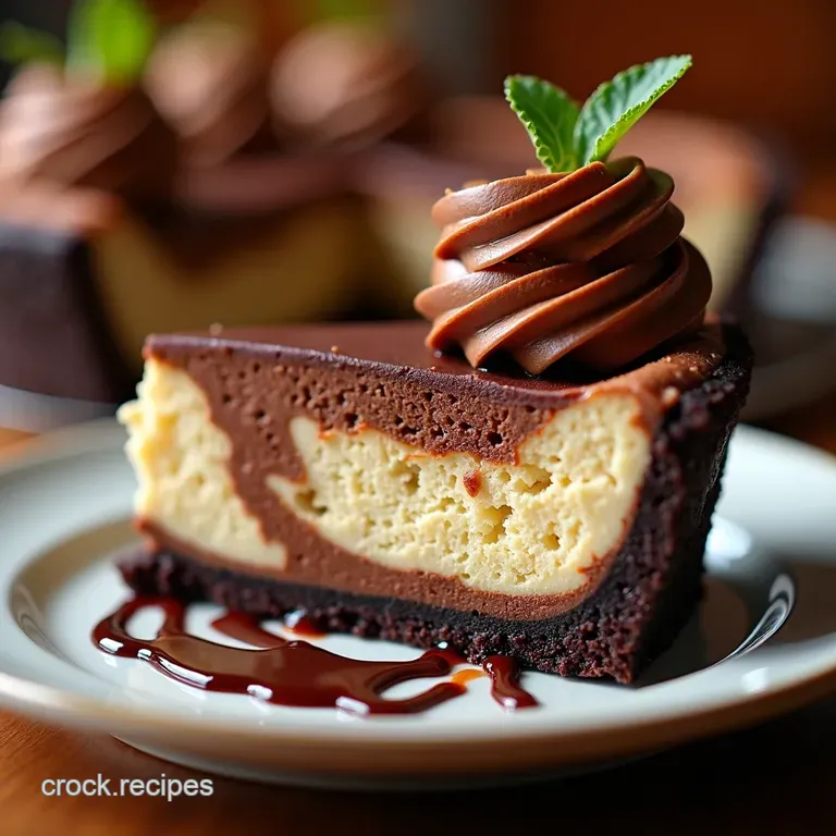Decadent Chocolate Swirl Cheesecake Pie presentation