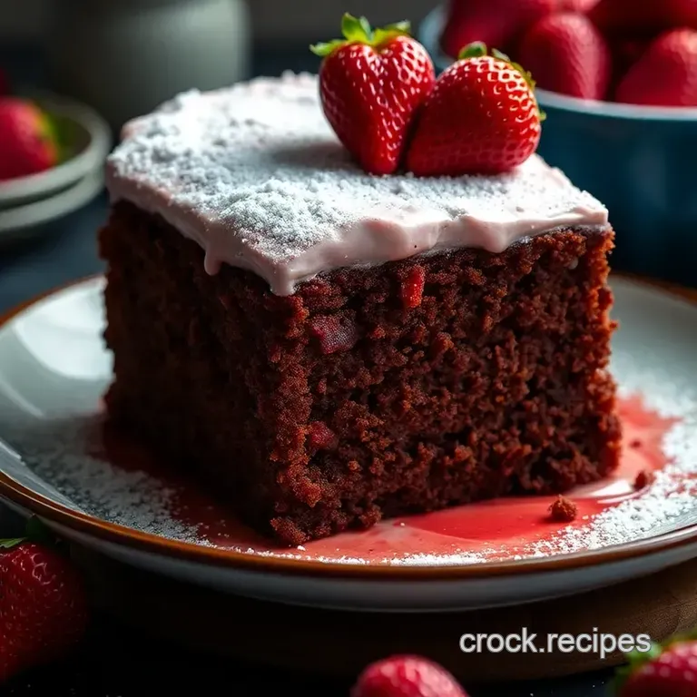 Decadent Strawberry Earthquake Cake presentation