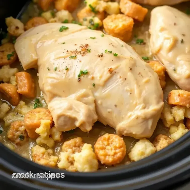 Slow-Cooked Chicken & Dressing presentation