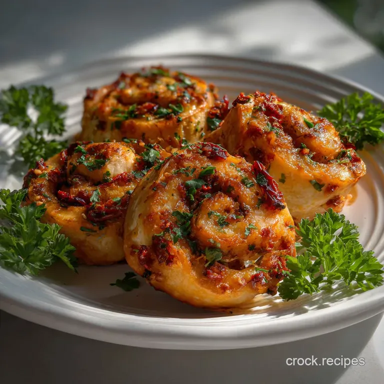 Elegant white plate featuring artfully arranged, miniature quiches with a flaky crust and a smooth, savory filling. A driz...