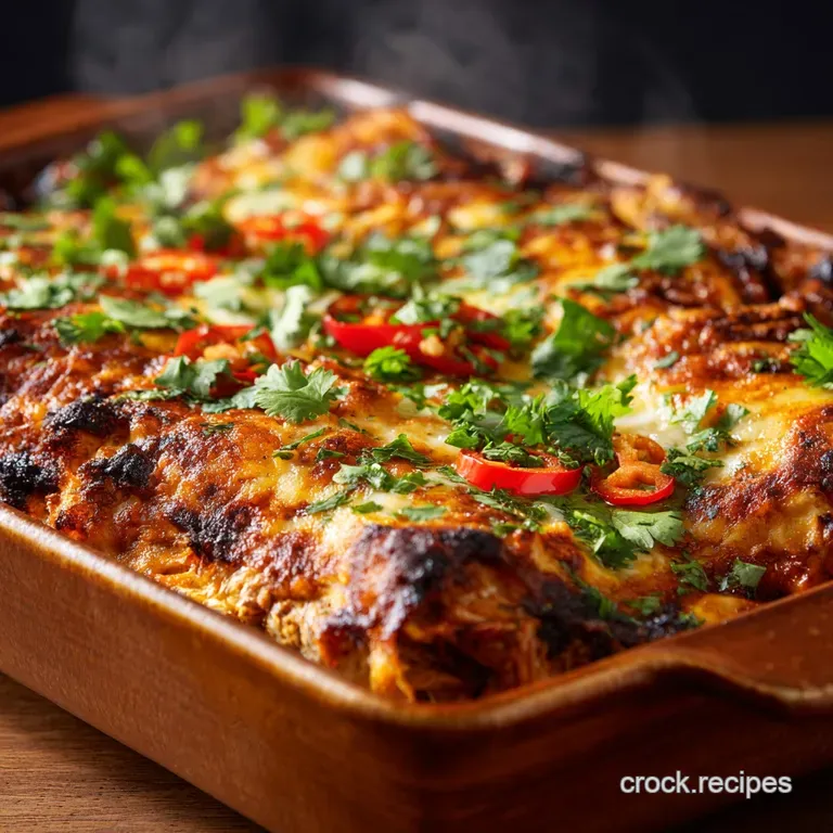 Enchilada Casserole with Chicken: Ultimate No-Roll Layered Enchilada Bake presentation