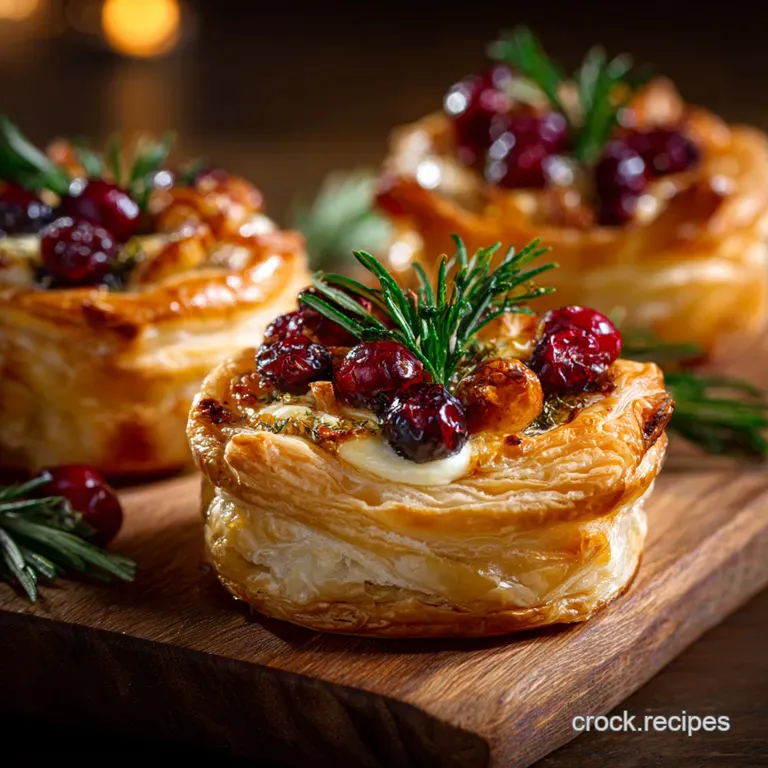 The Festive Fir Wreaths Cranberry Brie Thyme Puff Pastry Bites presentation