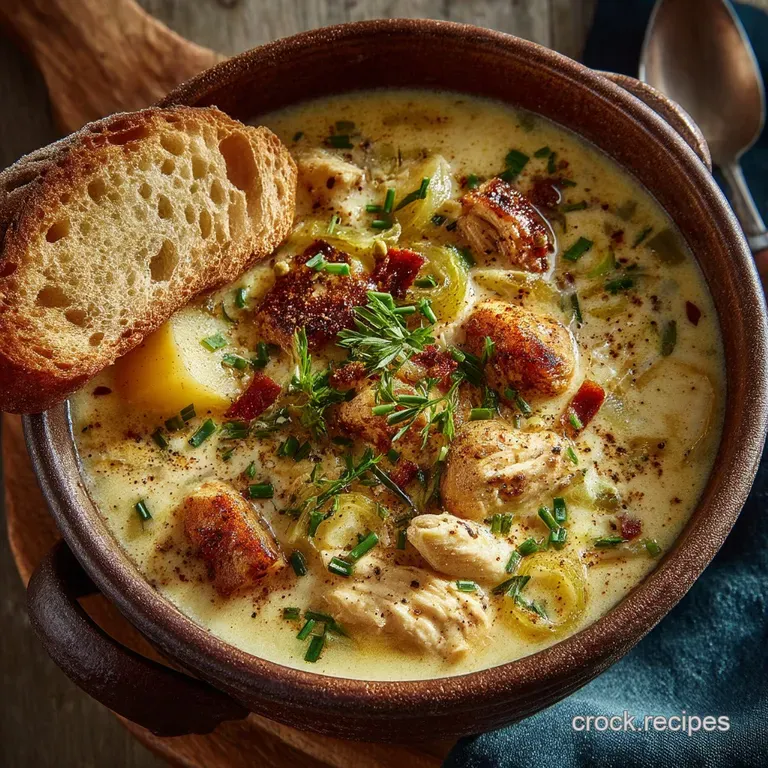 Ultimate Creamy Chicken Leek Potato Crockpot Soup