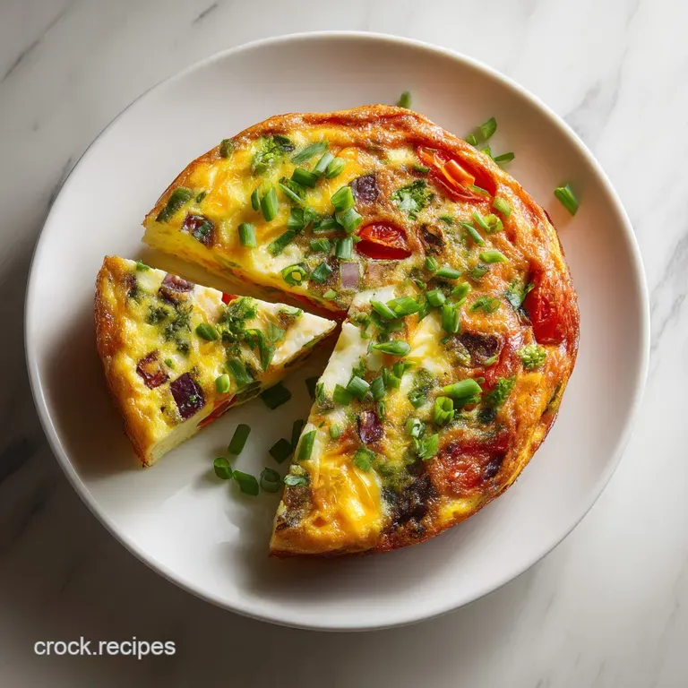 A slice of fluffy frittata with crisp edges, served alongside fresh green salad on a white plate.