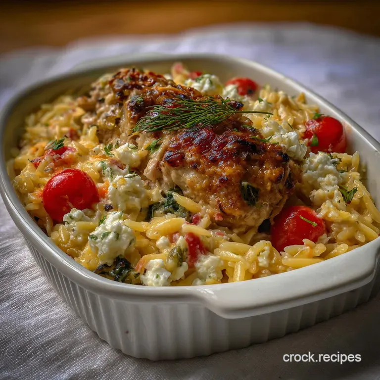 Greek Chicken Orzo Casserole Easy Mediterranean: the Weeknight Favorite presentation