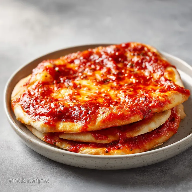 A swirl of rich tomato sauce artfully spread on a rustic pizza crust with scattered herbs.