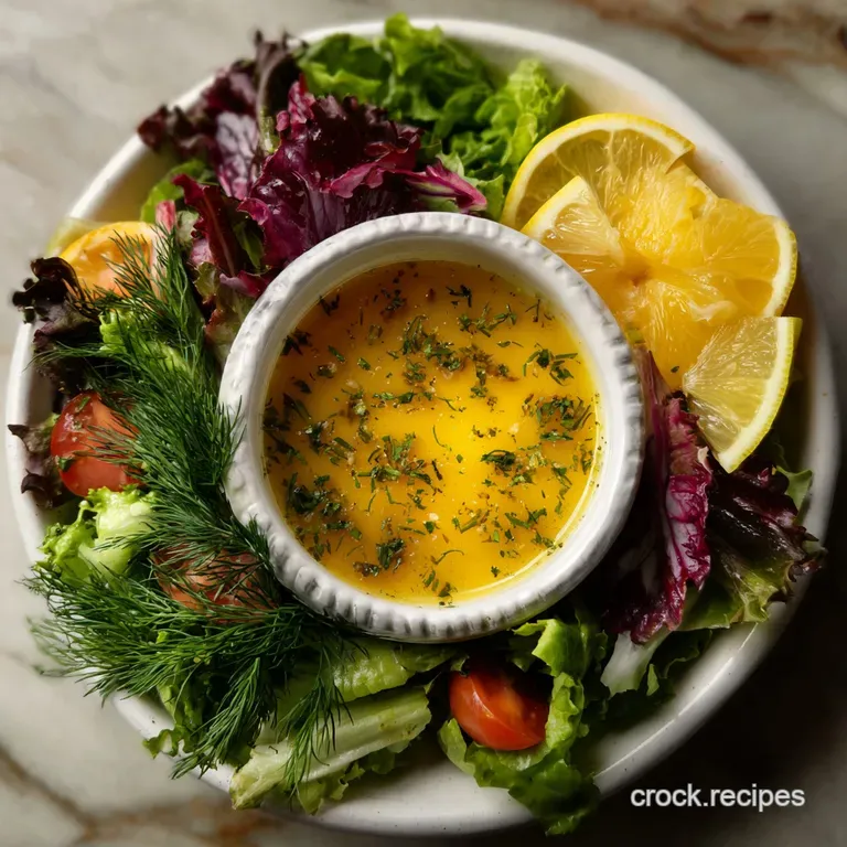 Elegant salad presentation: Fresh greens and colorful vegetables artfully arranged, glistening with a light dressing, with...