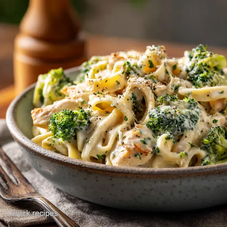 Slow Cooker Chicken Alfredo with Broccoli: the Best Creamy Hands-Off Dinner presentation
