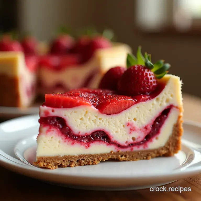The Effortless Summer Dream Ultimate Nobake Strawberry Swirl Cheesecake presentation