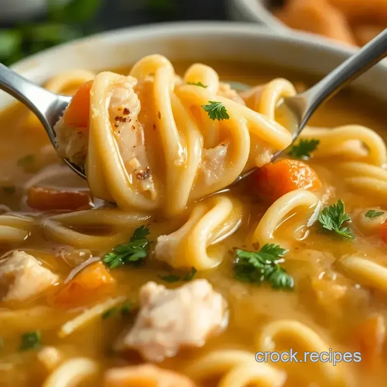 Effortless Crockpot Chicken Noodle Soup: a Hug in a Bowl presentation
