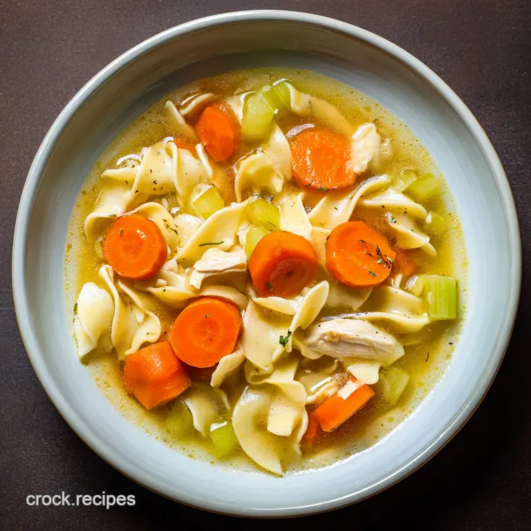 A deep ceramic bowl filled with glossy, smooth noodles and tender chicken, topped with sliced scallions and pepper.