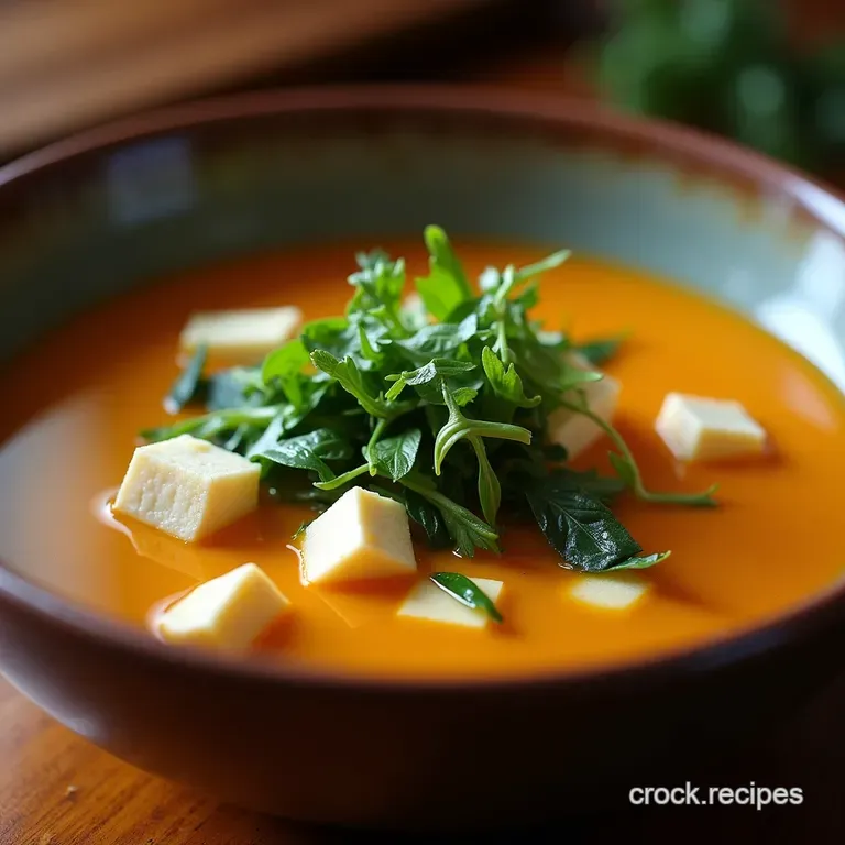 The Umami Bomb Essential Miso Soup with Seasonal Greens and Silken Tofu presentation