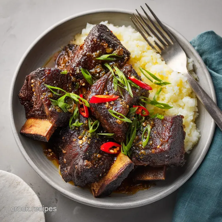 Slow Cooker Beef Short Ribs with Red Wine Gravy presentation