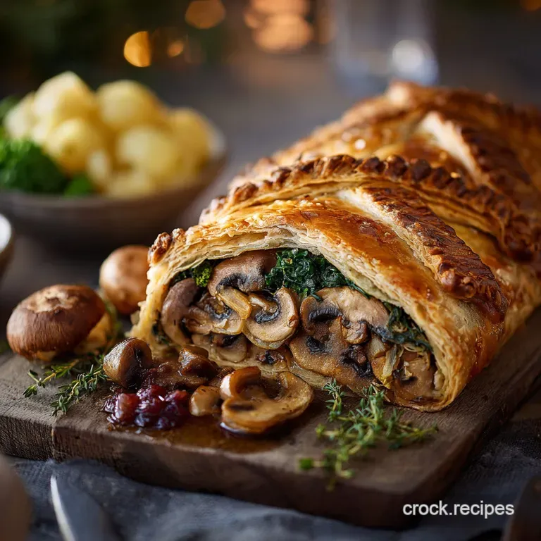 The Merry Mushroom Chestnut and Cranberry Wellington with Herbed Pastry