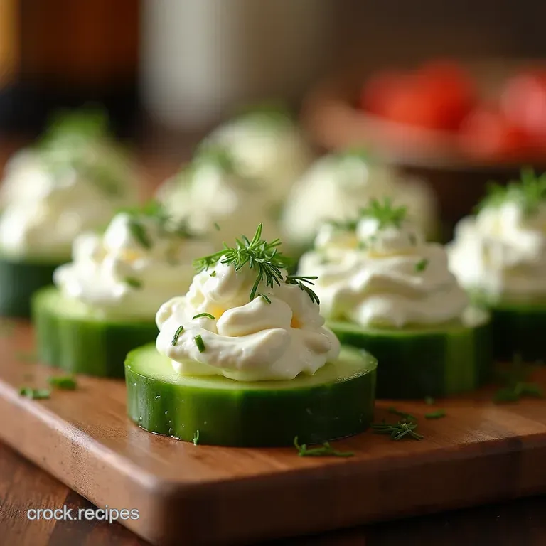 Whipped Feta Dill Bites on Chilled Cucumber Rounds presentation