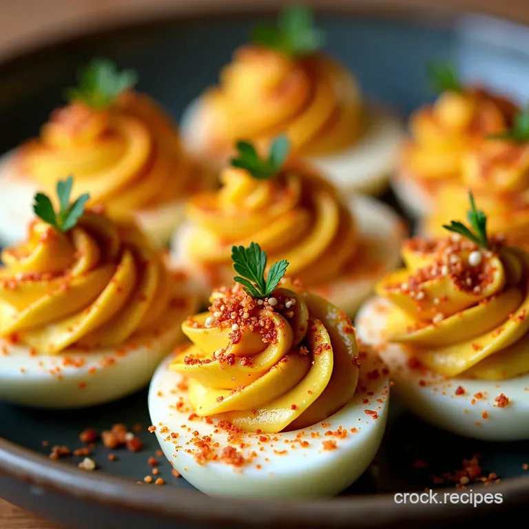 Fiery Seoul Gochujang Deviled Eggs with Sesame Crunch
