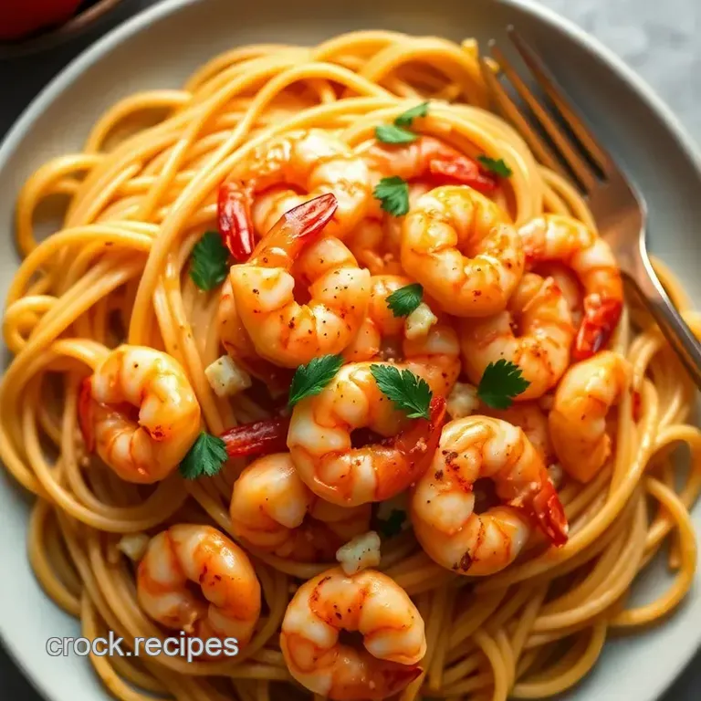 Fiery Shrimp Scampi with Linguine presentation