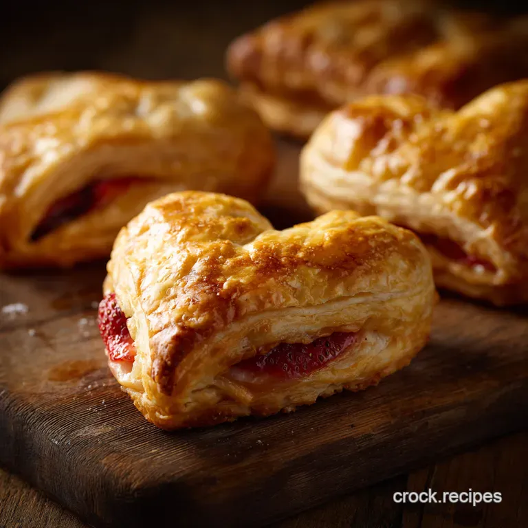 Flaky Strawberry Serenade Puff Pastry Hearts presentation