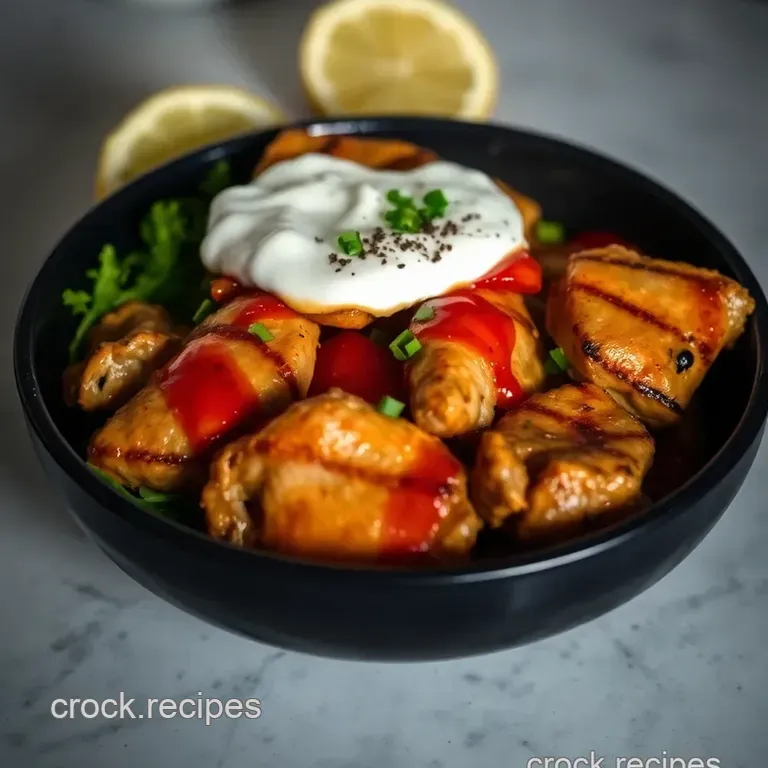 Flame-Broiled Chicken Bowl with Nutritional Sauce presentation