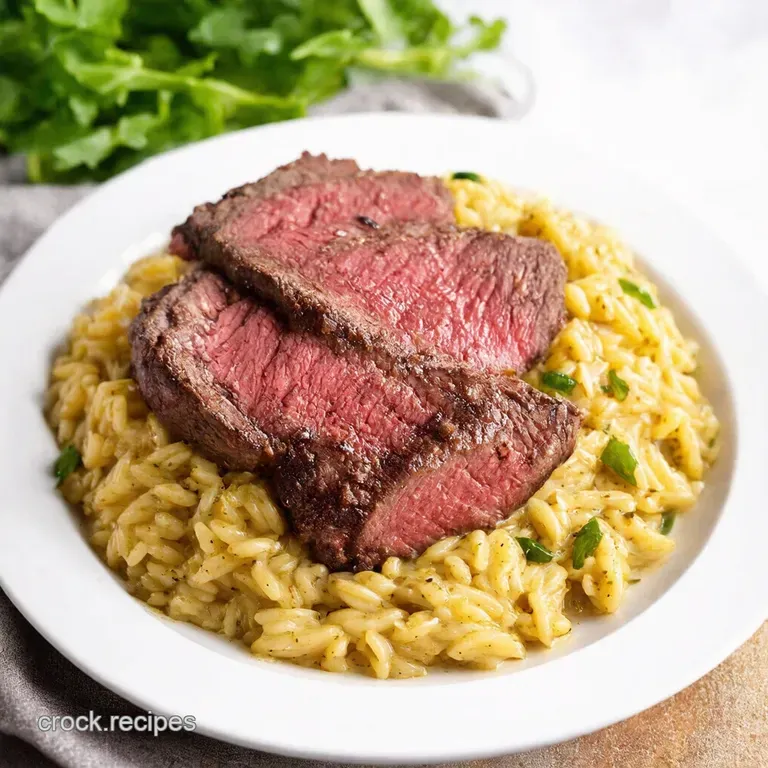 Flank Steak Perfection with Parmesan Cream Orzo