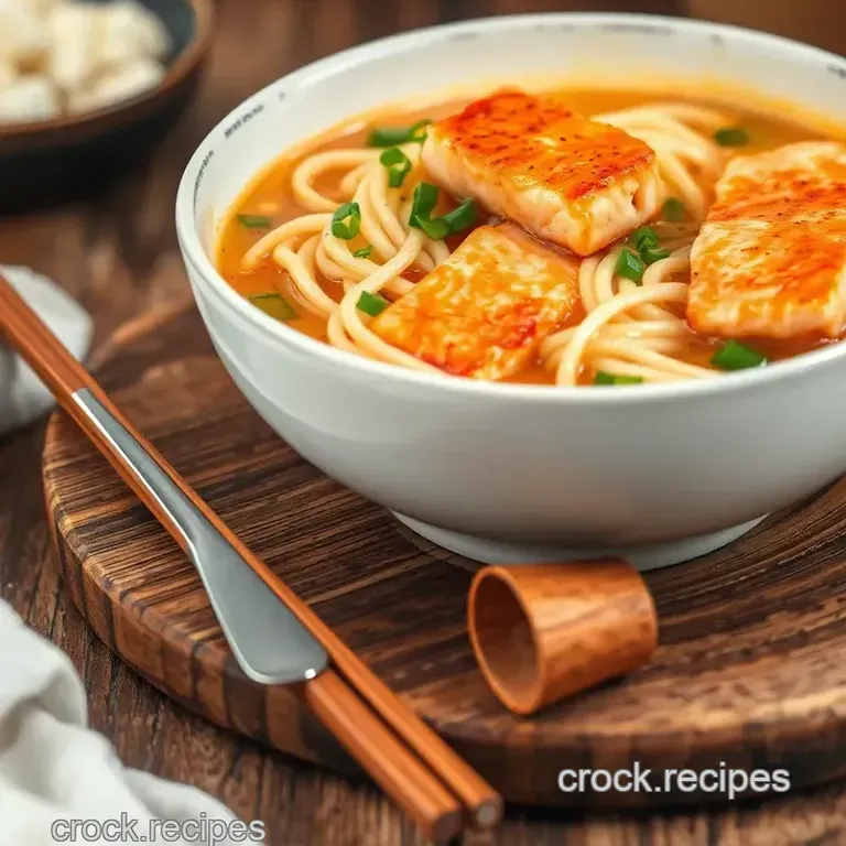 Cozy Salmon Noodle Soup presentation