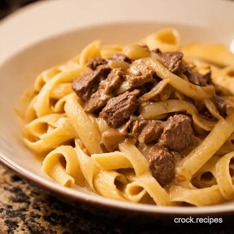 French Onion Beef Noodle Bliss presentation