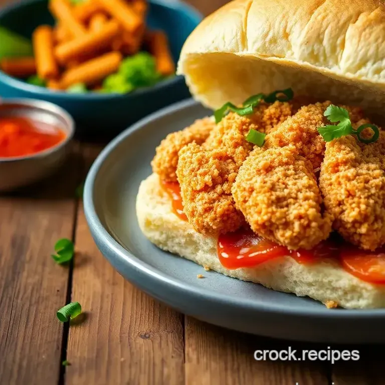 Spicy Fried Chicken Kimchi Mayo Ciabatta Sandwich presentation
