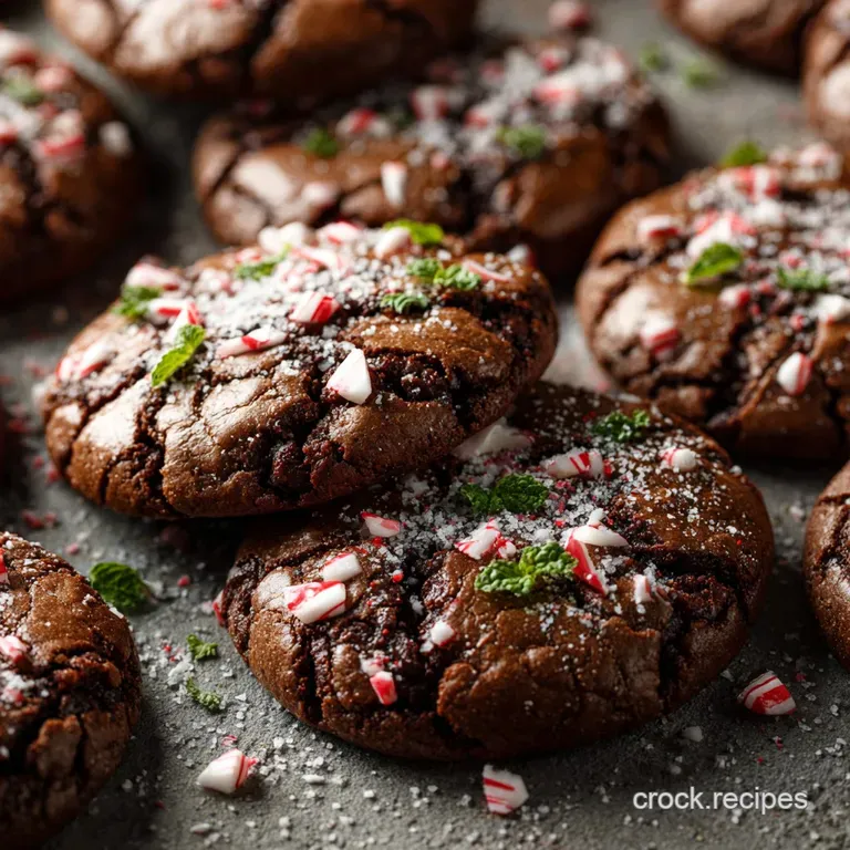 Peppermint Brownie Cookies with the Ultimate Fudgy Crinkle Top presentation