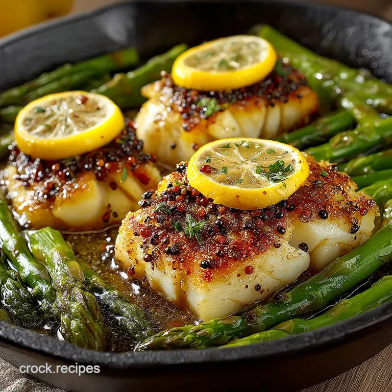 The Speedy OnePan Supper Garlic Butter Cod with Lemon Asparagus Skillet