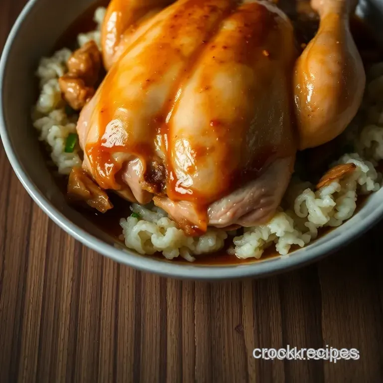 Ginger-Glazed Roasted Silver Laced Polish Chicken presentation