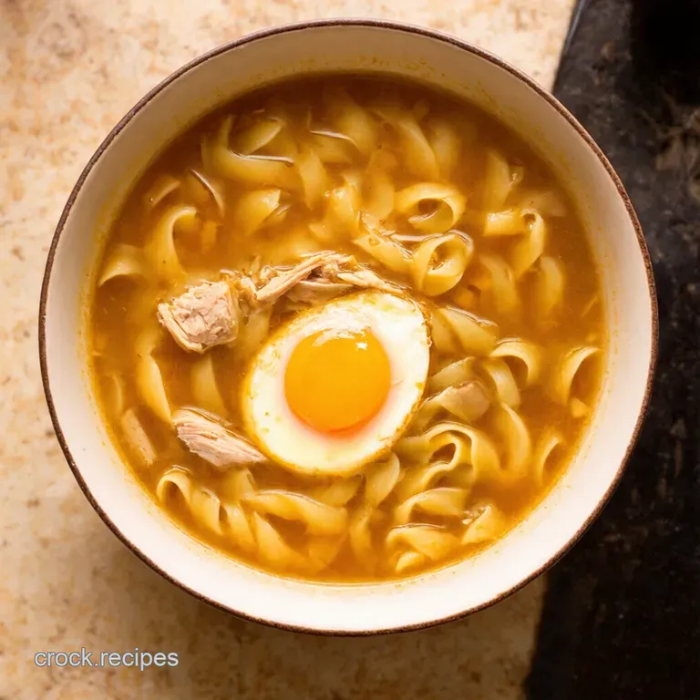 Grandmas Comfort Classic Chicken Noodle Soup with Homemade Egg Noodles presentation
