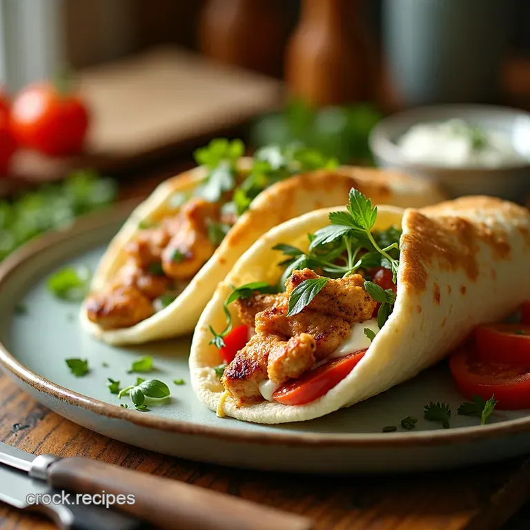 Greek Chicken Gyros with Cucumber Tzatziki presentation