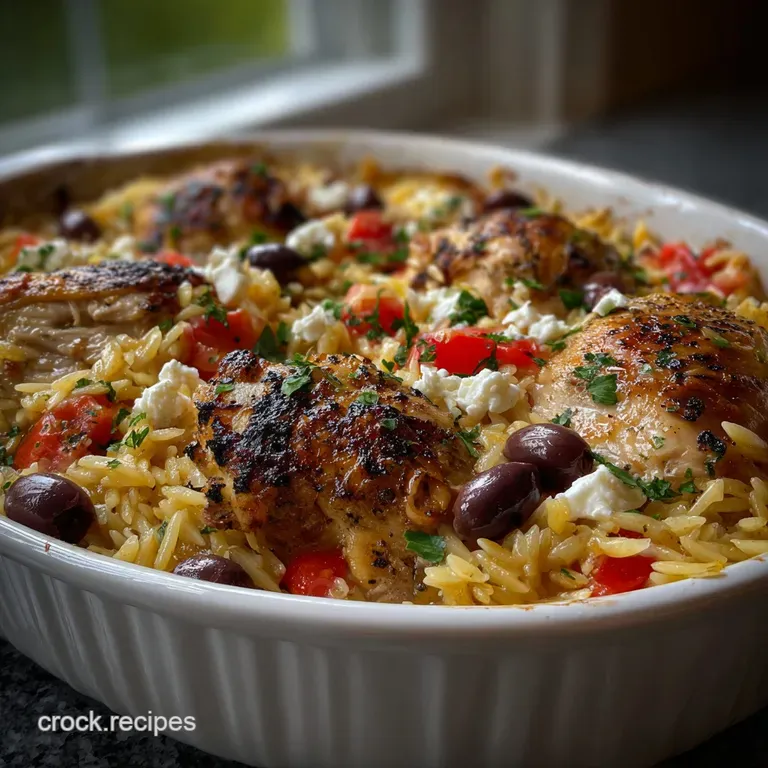 Greek Chicken Orzo Casserole Familyfriendly Comfort: One-Pan Wonder presentation