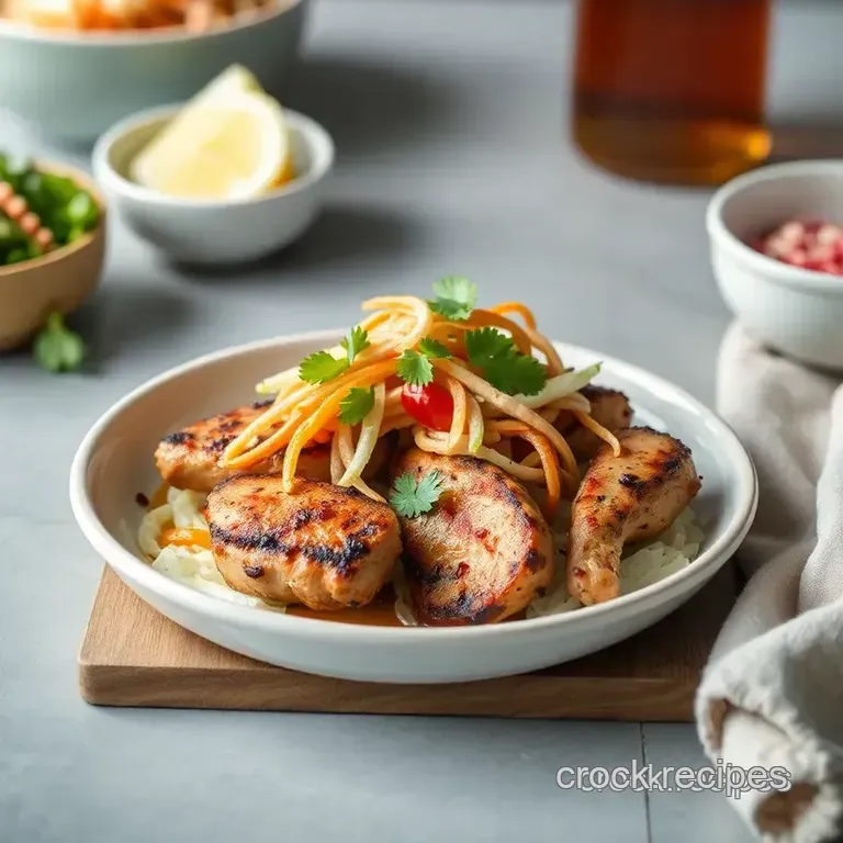 Grill Chicken with Spicy Asian Slaw presentation
