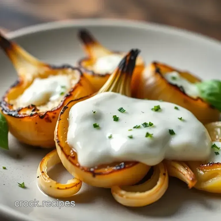 Grilled Baby Onions with Creamy Basil Sauce