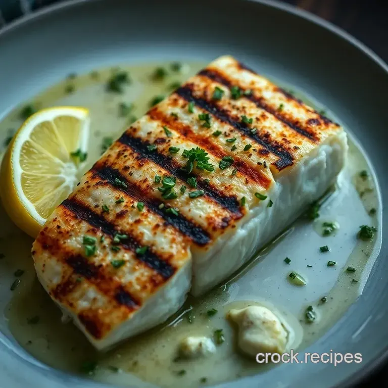 Grilled Lingcod Collar with Garlic Herb Butter presentation