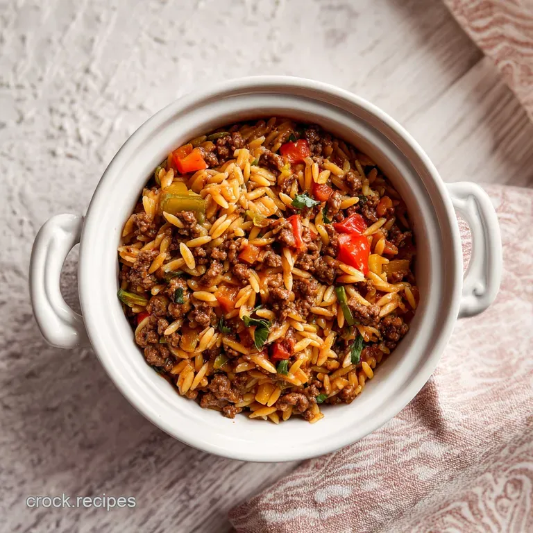 One Pot Ground Beef Orzo Dinner