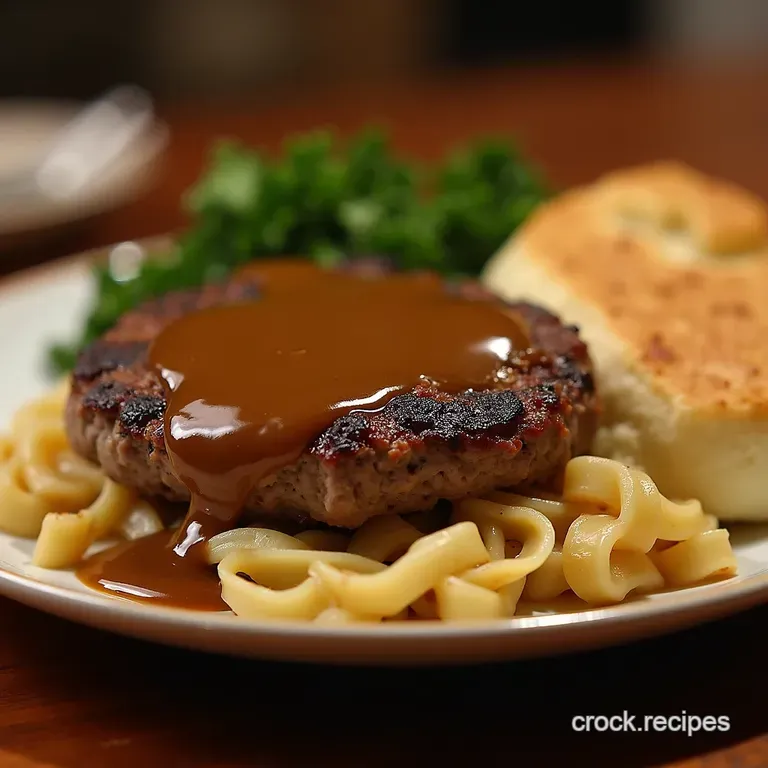 The Ultimate Homestyle Hamburger Steak and Rich Brown Gravy presentation