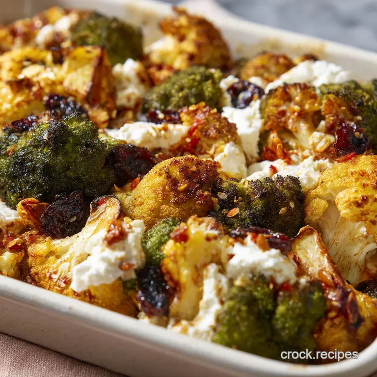 Broccoli and Cauliflower Recipes: Harissa Sheet Pan Roast presentation