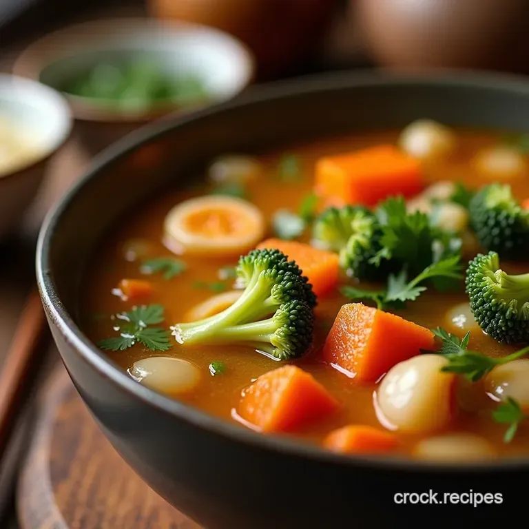 The Wokready Wonder Hearty Chinese Vegetable and Ginger Broth Soup presentation