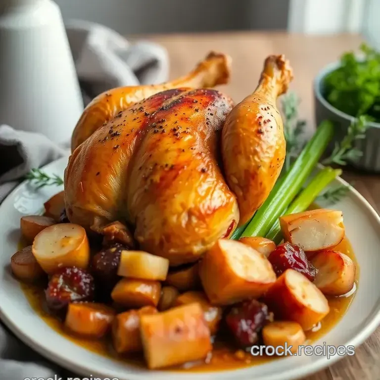 Herb-Infused Roast Chicken with Celery - A Comforting Dish presentation