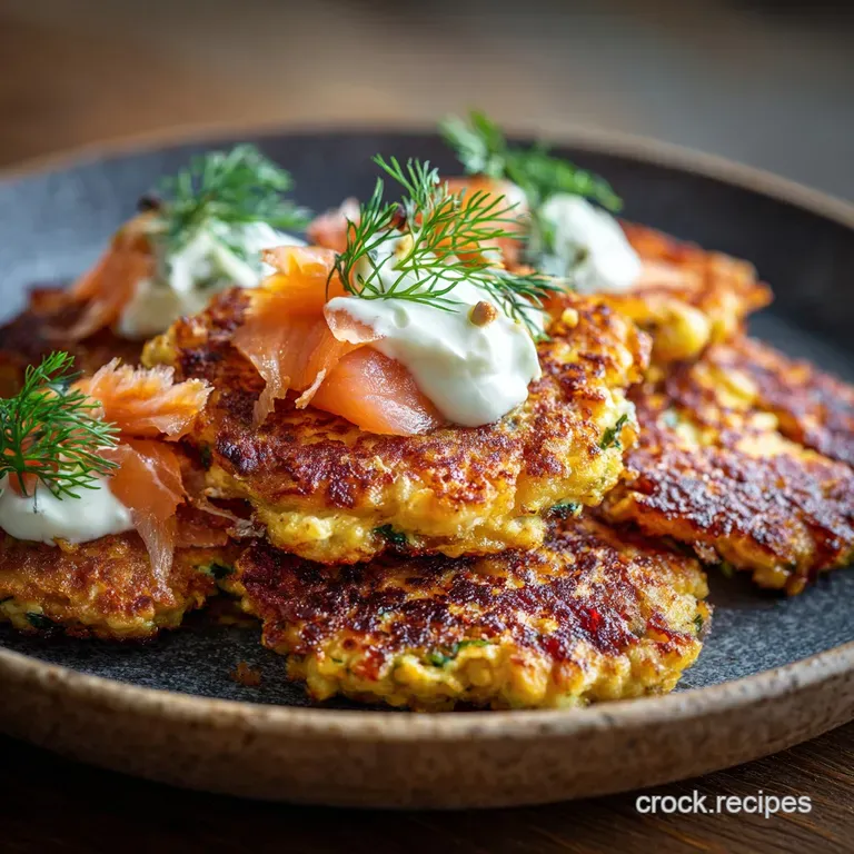 High Protein Breakfast: Smoked Salmon Dill Fritters (Better Than a Shake) presentation