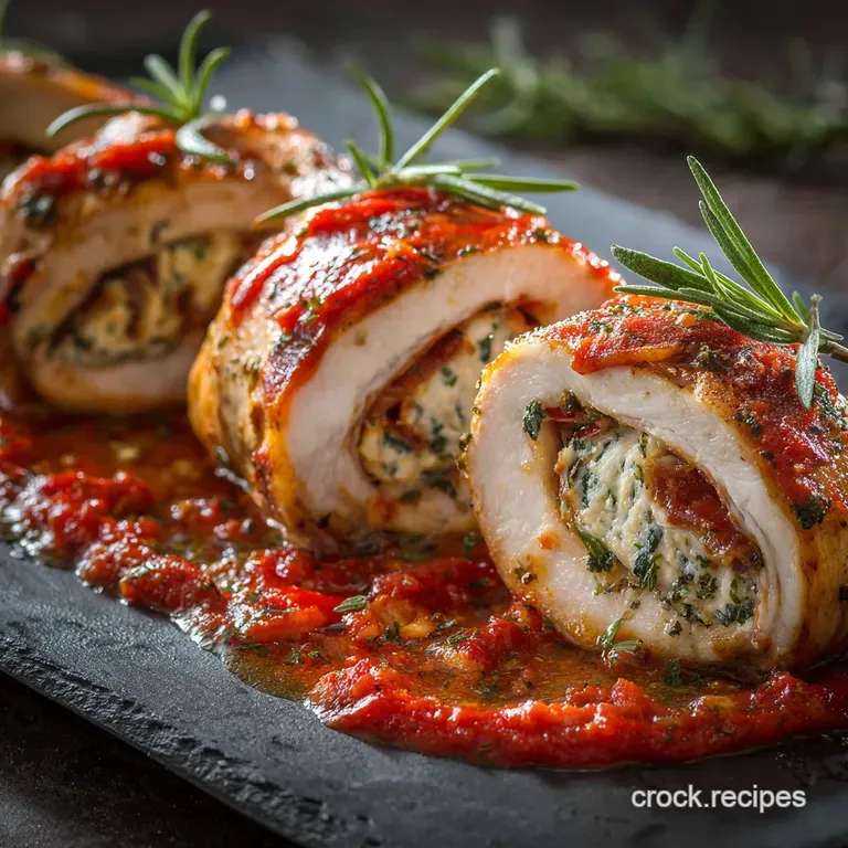 High Protein Low Carb Recipes: Creamy Ricotta Stuffed Chicken Roulades presentation