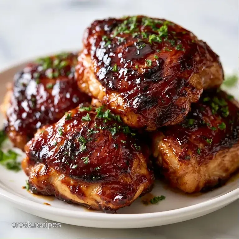 Glossy brown glazed chicken pieces resting on fluffy white rice, garnished with sliced green onions and sesame