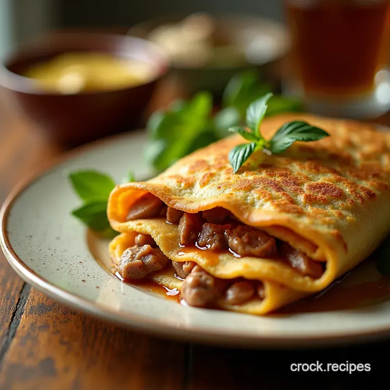 Hortob&aacute;gyi Palacsinta Hungarian Beeffilled Crepes presentation